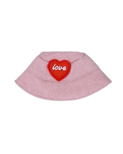 Blush Pink Corduroy Hat For Labu - 6.7in Labobo Doll Size With Embroidered Heart Patch (Collector's Display Accessory, Not A Toy)