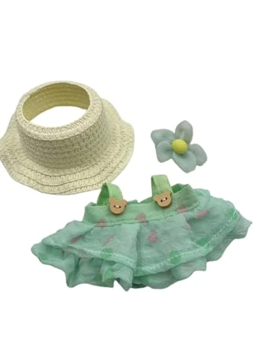Generic Clothes Compatible With Labubu Doll 17&15 Cm Dress Up Clothing Accessories With Fashion Skirt And Hat For Dolls(Green) 2 Generic Clothes Compatible With Labubu Doll 17&15 Cm Dress Up Clothing Accessories With Fashion Skirt And Hat For Dolls(Green) - Image 2