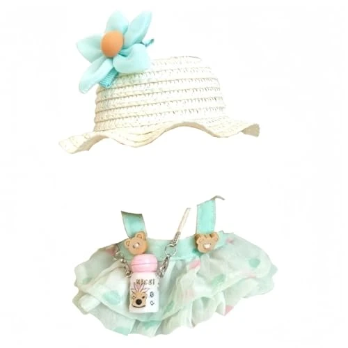 Generic Clothes Compatible With Labubu Doll 17&15 Cm Dress Up Clothing Accessories With Fashion Skirt And Hat For Dolls(Green) 1 Generic Clothes Compatible With Labubu Doll 17&15 Cm Dress Up Clothing Accessories With Fashion Skirt And Hat For Dolls(Green)