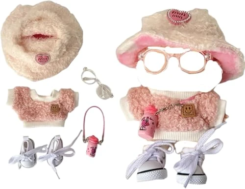 Clothes For Labub, 5-Piece 17cm Clothes For Labub Set With Accessories – Includes Light Pink Velvet Heart Hat, Mini Camera, Glasses & Canvas Shoes (Doll Not Included)(A) 3 Clothes For Labub, 5-Piece 17cm Clothes For Labub Set With Accessories – Includes Light Pink Velvet Heart Hat, Mini Camera, Glasses & Canvas Shoes (Doll Not Included)(A) - Image 3