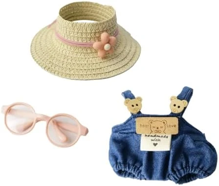 Cloth For 15cm & 17cm Doll,5-Piece Handcrafted Crochet Clothes Outfit For Doll(NO Doll) - Light Pink Clothes + Light Pink Bear-Shaped Velvet Hat + Glasses + Shoulder Bag + White Canvas Shoes 5 Cloth For 15cm & 17cm Doll,5-Piece Handcrafted Crochet Clothes Outfit For Doll(NO Doll) - Light Pink Clothes + Light Pink Bear-Shaped Velvet Hat + Glasses + Shoulder Bag + White Canvas Shoes - Image 5