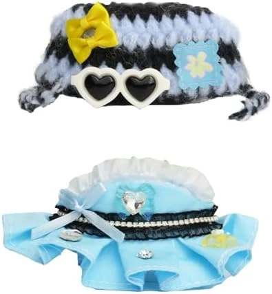 Cloth For 15cm & 17cm Doll,5-Piece Handcrafted Crochet Clothes Outfit For Doll(NO Doll) - Light Pink Clothes + Light Pink Bear-Shaped Velvet Hat + Glasses + Shoulder Bag + White Canvas Shoes 4 Cloth For 15cm & 17cm Doll,5-Piece Handcrafted Crochet Clothes Outfit For Doll(NO Doll) - Light Pink Clothes + Light Pink Bear-Shaped Velvet Hat + Glasses + Shoulder Bag + White Canvas Shoes - Image 4