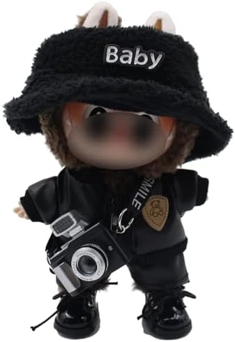 Original Design Doll Clothes Black Whole Set For 17cm Labubu With Hat,Jacket,Pants,Camera,Shoes(NO Doll) 5 Original Design Doll Clothes Black Whole Set For 17cm Labubu With Hat,Jacket,Pants,Camera,Shoes(NO Doll) - Image 5