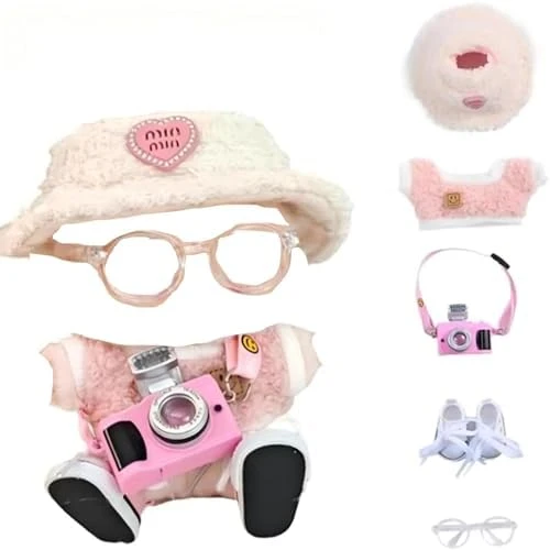 Clothes For Labub, 5-Piece 17cm Clothes For Labub Set With Accessories – Includes Light Pink Velvet Heart Hat, Mini Camera, Glasses & Canvas Shoes (Doll Not Included)(A) 10 Clothes For Labub, 5-Piece 17cm Clothes For Labub Set With Accessories – Includes Light Pink Velvet Heart Hat, Mini Camera, Glasses & Canvas Shoes (Doll Not Included)(A) - Image 10