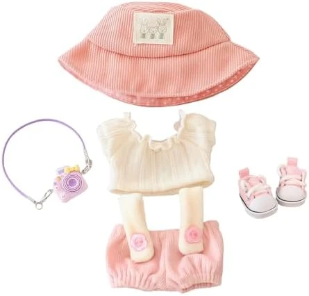Clothes For Dolls Accessories (No Doll), Cute Outfit Set 3 Pieces Bib Pants Suitable For 15 & 17cm Doll Suit, Stylish Dress Up Overalls Doll Clothing Set Replacement With Hat Clothes Green 9 Clothes For Dolls Accessories (No Doll), Cute Outfit Set 3 Pieces Bib Pants Suitable For 15 & 17cm Doll Suit, Stylish Dress Up Overalls Doll Clothing Set Replacement With Hat Clothes Green - Image 9