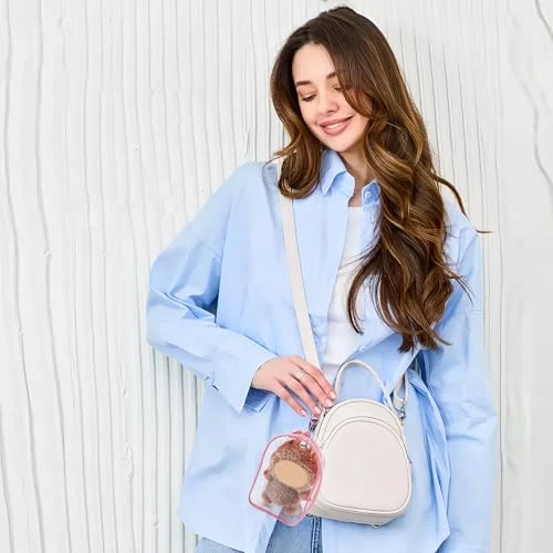 Protective Case For Plush Doll, Clear Hanging Display Case, Crossbody Doll Storage Bag, PVC Storage Case Cover For Figures, Dolls (Pink) 5 Protective Case For Plush Doll, Clear Hanging Display Case, Crossbody Doll Storage Bag, PVC Storage Case Cover For Figures, Dolls (Pink) - Image 5