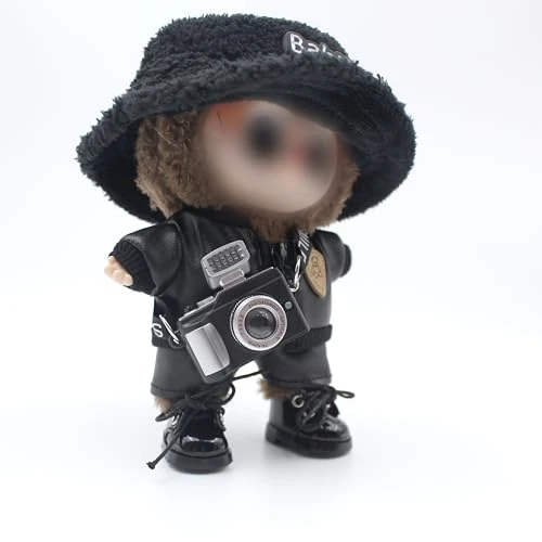 Original Design Doll Clothes Black Whole Set For 17cm Labubu With Hat,Jacket,Pants,Camera,Shoes(NO Doll) 2 Original Design Doll Clothes Black Whole Set For 17cm Labubu With Hat,Jacket,Pants,Camera,Shoes(NO Doll) - Image 2