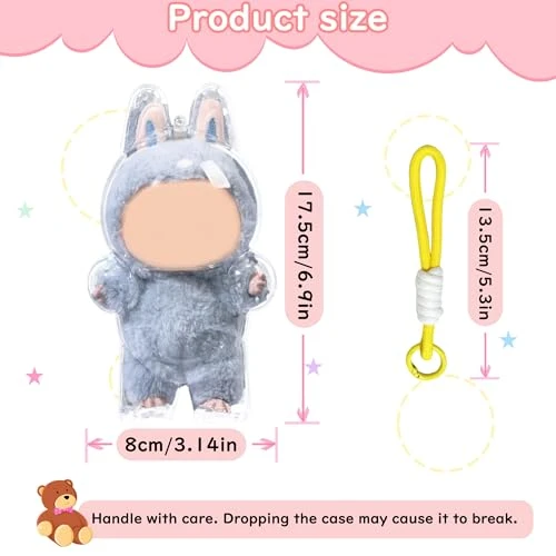 Protective Case For LABUBU Doll,Clear Plastic Display Standing Style Protective Cover PVC Bag Hanging Model Box With Keychain, Standing Case 1 Protective Case For LABUBU Doll,Clear Plastic Display Standing Style Protective Cover PVC Bag Hanging Model Box With Keychain, Standing Case