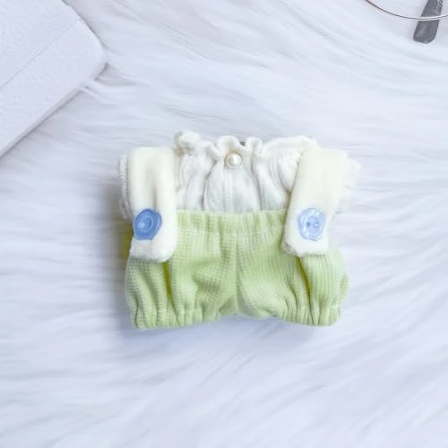 Clothes For Dolls Accessories (No Doll), Cute Outfit Set 3 Pieces Bib Pants Suitable For 15 & 17cm Doll Suit, Stylish Dress Up Overalls Doll Clothing Set Replacement With Hat Clothes Green 6 Clothes For Dolls Accessories (No Doll), Cute Outfit Set 3 Pieces Bib Pants Suitable For 15 & 17cm Doll Suit, Stylish Dress Up Overalls Doll Clothing Set Replacement With Hat Clothes Green - Image 6