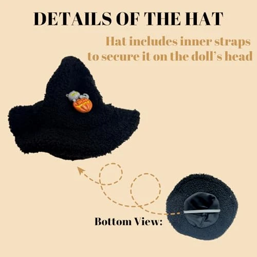 Clothes For 17cm Doll(Clothes Only) – 2-Piece Set Cute Pumpkin Outfit And Witch Hat For A Spooky Halloween Dressed-Up Look – Fashion Handmade Accessories For Doll 3 Clothes For 17cm Doll(Clothes Only) – 2-Piece Set Cute Pumpkin Outfit And Witch Hat For A Spooky Halloween Dressed-Up Look – Fashion Handmade Accessories For Doll - Image 3