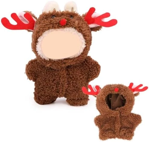 17CM Doll Clothes Set, Hat Overalls Accessories Suit Funny Cute Set Compatible For Standing/Sitting LABUBU Or Any 17cm/6.7inch Doll (Christmas Deer Jumpsuit) 5 17CM Doll Clothes Set, Hat Overalls Accessories Suit Funny Cute Set Compatible For Standing/Sitting LABUBU Or Any 17cm/6.7inch Doll (Christmas Deer Jumpsuit) - Image 5