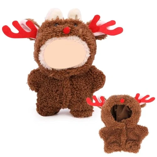 17CM Doll Clothes Set, Hat Overalls Accessories Suit Funny Cute Set Compatible For Standing/Sitting LABUBU Or Any 17cm/6.7inch Doll (Christmas Deer Jumpsuit) 1 17CM Doll Clothes Set, Hat Overalls Accessories Suit Funny Cute Set Compatible For Standing/Sitting LABUBU Or Any 17cm/6.7inch Doll (Christmas Deer Jumpsuit)