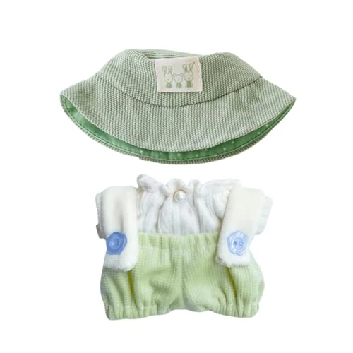 Clothes For Dolls Accessories (No Doll), Cute Outfit Set 3 Pieces Bib Pants Suitable For 15 & 17cm Doll Suit, Stylish Dress Up Overalls Doll Clothing Set Replacement With Hat Clothes Green 3 Clothes For Dolls Accessories (No Doll), Cute Outfit Set 3 Pieces Bib Pants Suitable For 15 & 17cm Doll Suit, Stylish Dress Up Overalls Doll Clothing Set Replacement With Hat Clothes Green - Image 3