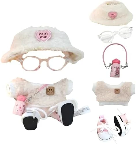 Clothes For Labub, 5-Piece 17cm Clothes For Labub Set With Accessories – Includes Light Pink Velvet Heart Hat, Mini Camera, Glasses & Canvas Shoes (Doll Not Included)(A) 9 Clothes For Labub, 5-Piece 17cm Clothes For Labub Set With Accessories – Includes Light Pink Velvet Heart Hat, Mini Camera, Glasses & Canvas Shoes (Doll Not Included)(A) - Image 9
