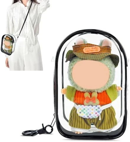 Protective Case For Plush Doll, Clear Hanging Display Case, Crossbody Doll Storage Bag, PVC Storage Case Cover For Figures, Dolls (Pink) 7 Protective Case For Plush Doll, Clear Hanging Display Case, Crossbody Doll Storage Bag, PVC Storage Case Cover For Figures, Dolls (Pink) - Image 7