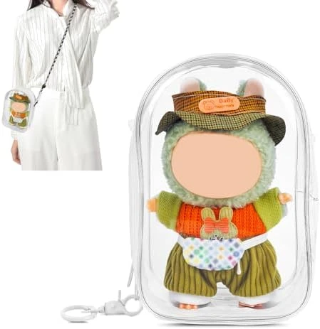 Protective Case For Plush Doll, Clear Hanging Display Case, Crossbody Doll Storage Bag, PVC Storage Case Cover For Figures, Dolls (Pink) 11 Protective Case For Plush Doll, Clear Hanging Display Case, Crossbody Doll Storage Bag, PVC Storage Case Cover For Figures, Dolls (Pink) - Image 11