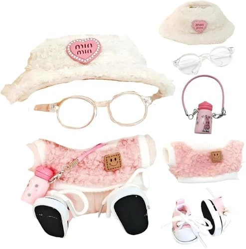 Clothes For Labub, 5-Piece 17cm Clothes For Labub Set With Accessories – Includes Light Pink Velvet Heart Hat, Mini Camera, Glasses & Canvas Shoes (Doll Not Included)(A) 8 Clothes For Labub, 5-Piece 17cm Clothes For Labub Set With Accessories – Includes Light Pink Velvet Heart Hat, Mini Camera, Glasses & Canvas Shoes (Doll Not Included)(A) - Image 8