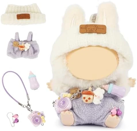 Doll Clothes For Labubu, 17cm/15cm Dolls Outfit Set , Luxury Chic Style High-End Fashion Suitable Doll Accessories (No Doll)(Purple) 8 Doll Clothes For Labubu, 17cm/15cm Dolls Outfit Set , Luxury Chic Style High-End Fashion Suitable Doll Accessories (No Doll)(Purple) - Image 8