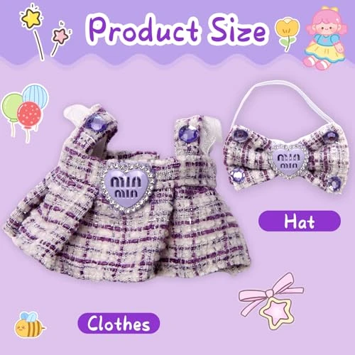 Doll Outfit Set For 17cm Dolls, 2 Piece Clothes Set For Doll, Premium Fashion Dresses For Dolls Accessories Suit (NO Doll) (Purple) 3 Doll Outfit Set For 17cm Dolls, 2 Piece Clothes Set For Doll, Premium Fashion Dresses For Dolls Accessories Suit (NO Doll) (Purple) - Image 3